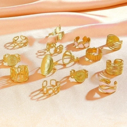 Retro Geometric Stainless Steel Gold Plated Plating Open Rings