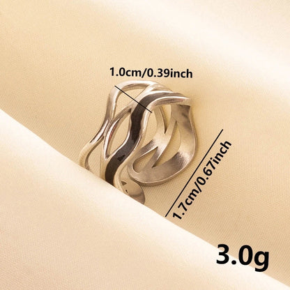 IG Style French Style Geometric 304 Stainless Steel 18K Gold Plated Polishing Enamel Open Rings
