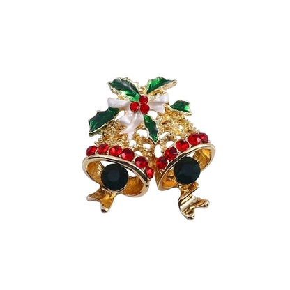 Fashion Pin Christmas Tree Alloy Plating Rhinestones Women'S Brooches