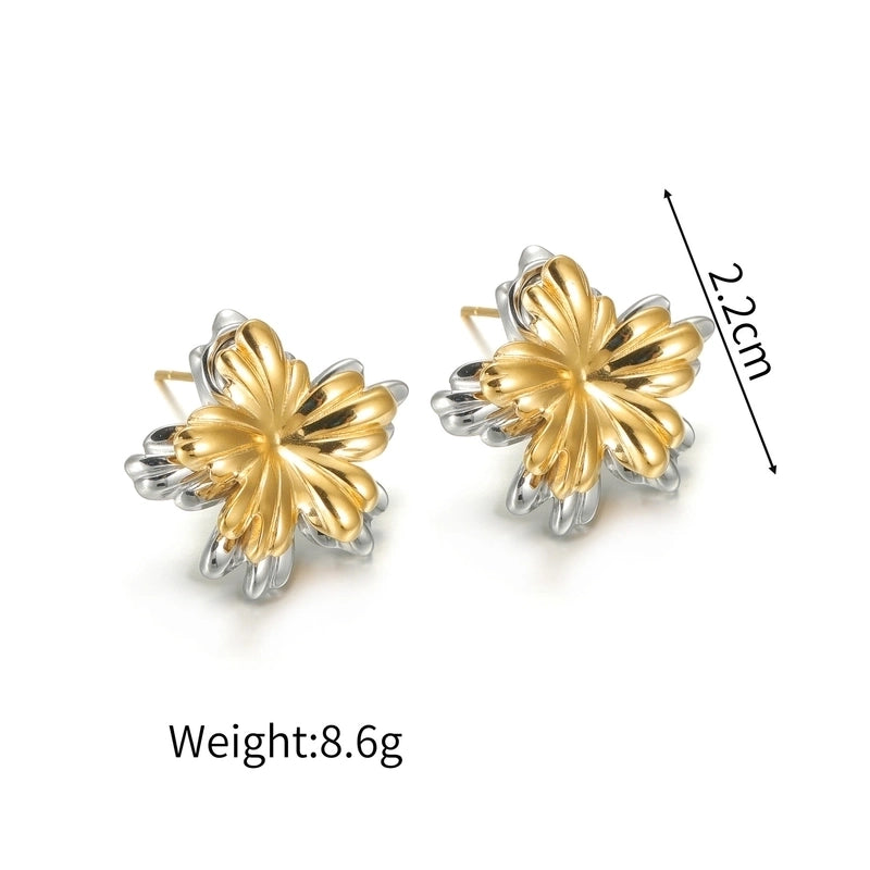 1 Pair IG Style Artistic Geometric Color Block Plating Titanium Steel 18K Gold Plated Ear Studs