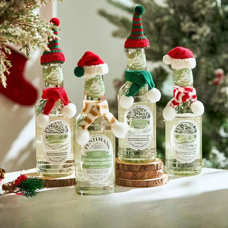Doll Christmas Hat Decorations Santa Claus Mini Wine Bottle Cap Props Shop Atmosphere Scene Layout Accessories