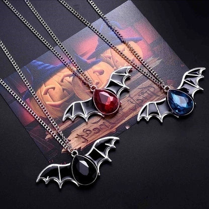 Gothic Bat Alloy Inlay Rhinestones Halloween Men'S Pendant Necklace