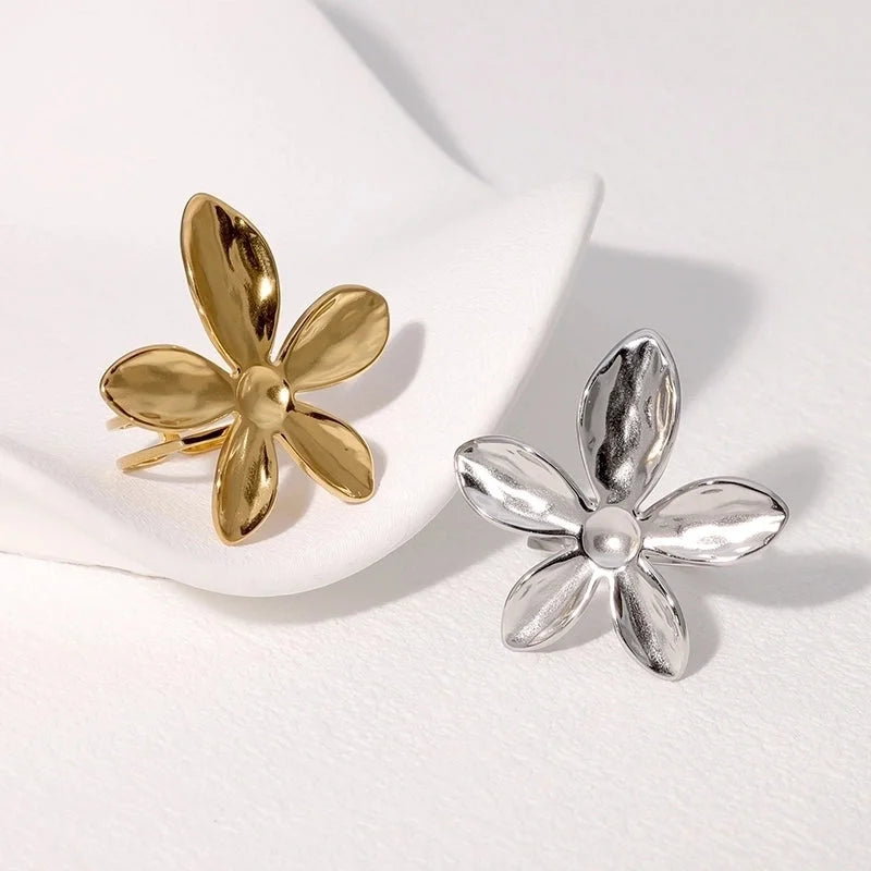 IG Style Vacation Flower 304 Stainless Steel 18K Gold Plated Open Rings