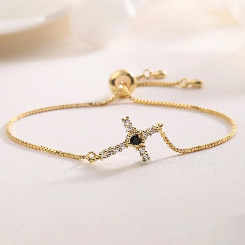 Retro Minimalist Cross Copper Bracelets Box Chain
