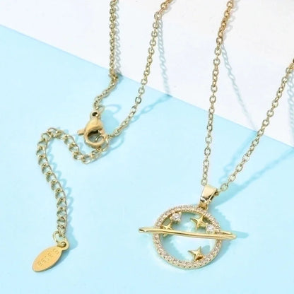 Bohemian Devil's Eye Heart Shape Stainless Steel Inlay Artificial Crystal Pendant Necklace