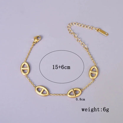 Basic Geometric Titanium Steel 18K Gold Plated Cable Chain Bracelets In Bulk