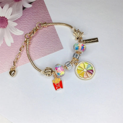 Cute Minimalist Dolphin Heart Shape Flower Stainless Steel Alloy Resin Rhinestones Bangle In Bulk