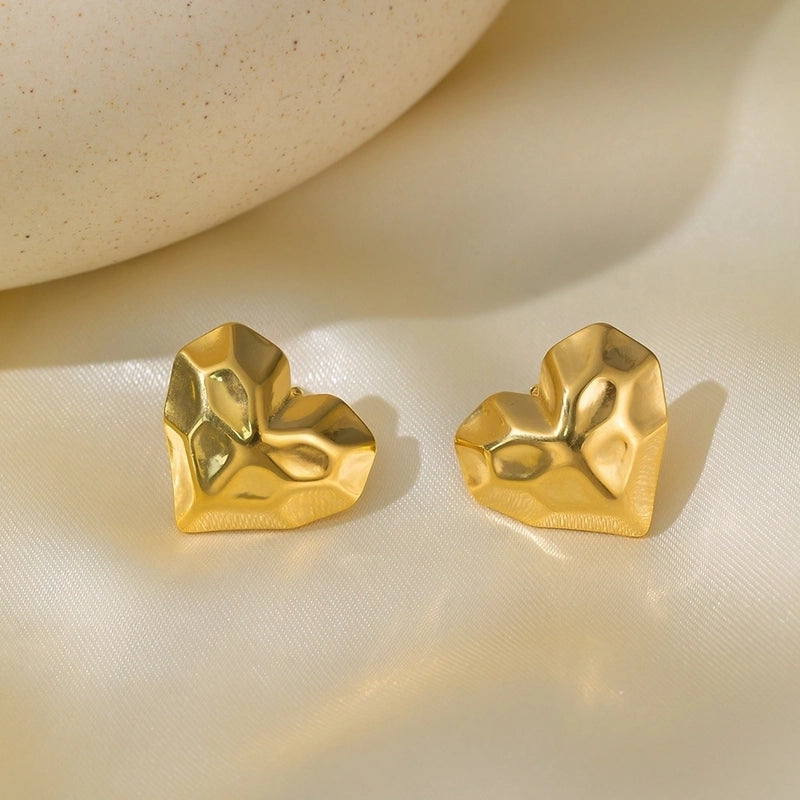 1 Pair Basic Minimalist Irregular Heart Shape Plating Titanium Steel Ear Studs