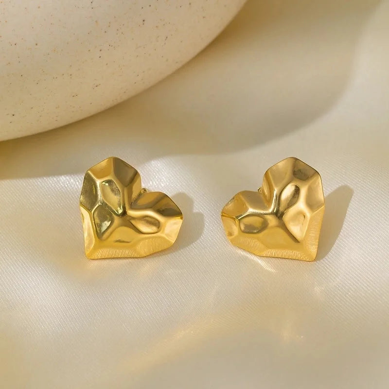 1 Pair Basic Minimalist Irregular Heart Shape Plating Titanium Steel Ear Studs