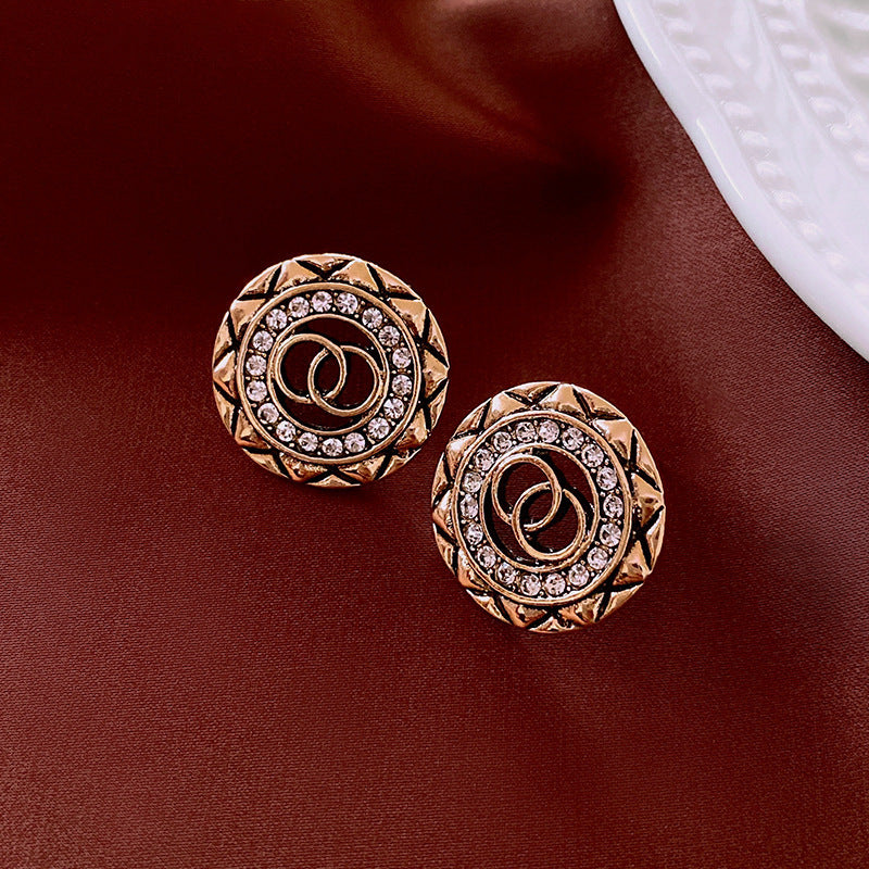 2 Pieces Minimalist Round Ellipse Geometric Copper Electroplating Earrings