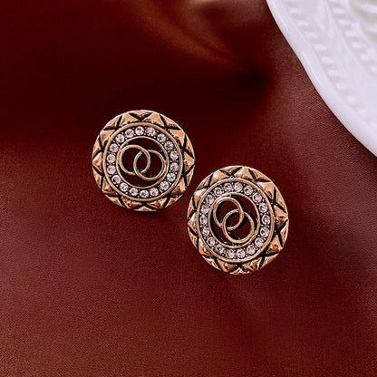 2 Pieces Minimalist Round Ellipse Geometric Copper Electroplating Earrings