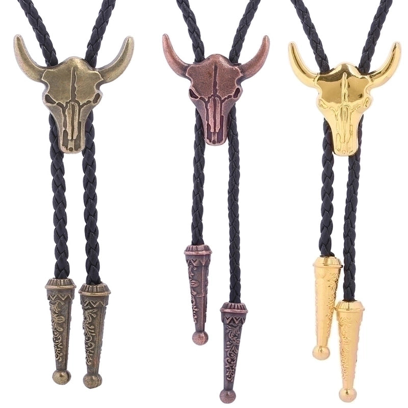 Punk Classic Style Star Cattle Skull Alloy Leather Rope Halloween Unisex Bolo Ties