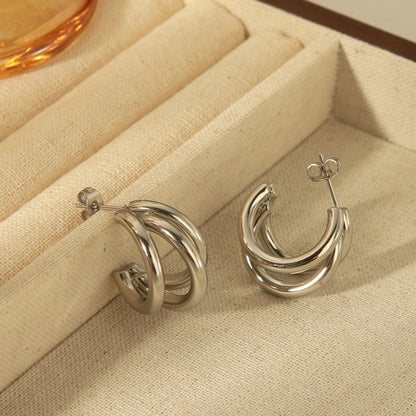 1 Pair Minimalist Classic Style C Shape Plating 304 Stainless Steel 18K Gold Plated Ear Studs