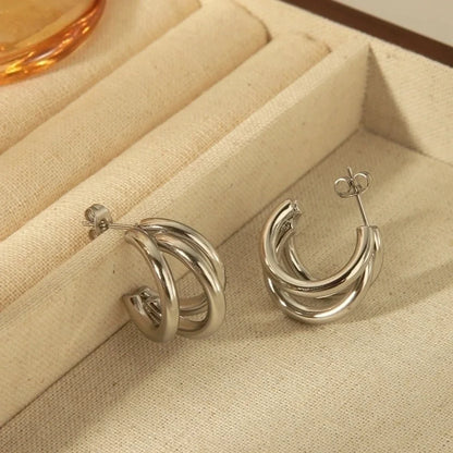 1 Pair Minimalist Classic Style C Shape Plating 304 Stainless Steel 18K Gold Plated Ear Studs