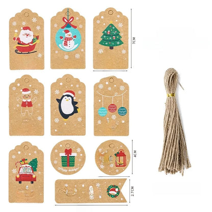 Christmas Fashion Christmas Tree Santa Claus Snowman Kraft Paper Party Hanging Ornaments