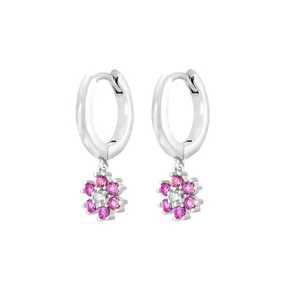 1 Pair Glam Cute Flower Chrysanthemum Plating Inlay Copper Zircon White Gold Plated Gold Plated Drop Earrings