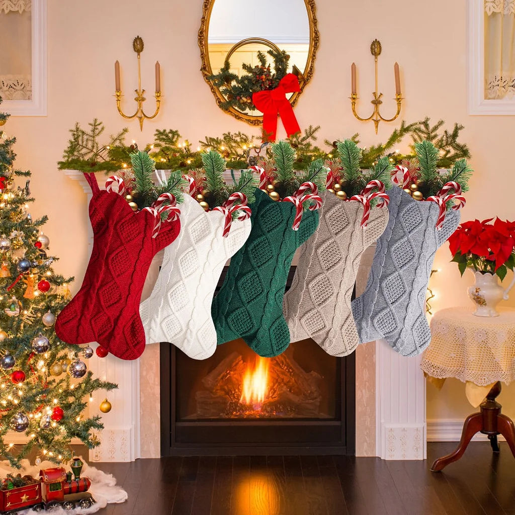 Christmas Cute Bone Christmas Stocking Pendant Christmas Yarn Knitted Socks Gift Set
