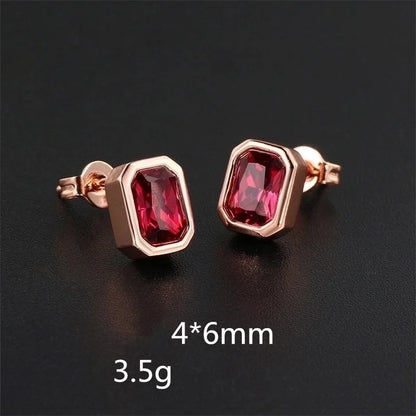 1 Pair Ig Style Minimalist Rectangle Plating Inlay Brass Zircon Rose Gold Plated White Gold Plated Ear Studs