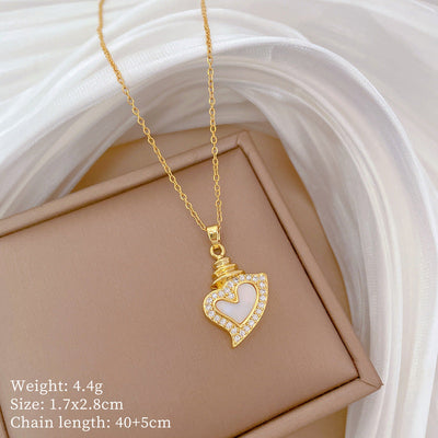 Minimalist Geometric Titanium Steel Diamond Inlay Necklaces