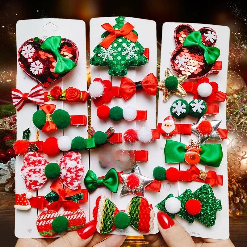 Christmas Christmas Bow Knot Cloth Metal Party Hairpin