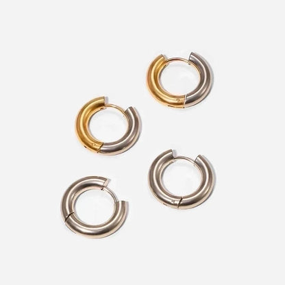 1 Pair Fashion Round Plating 201 Stainless Steel 18K Gold Plated Earrings