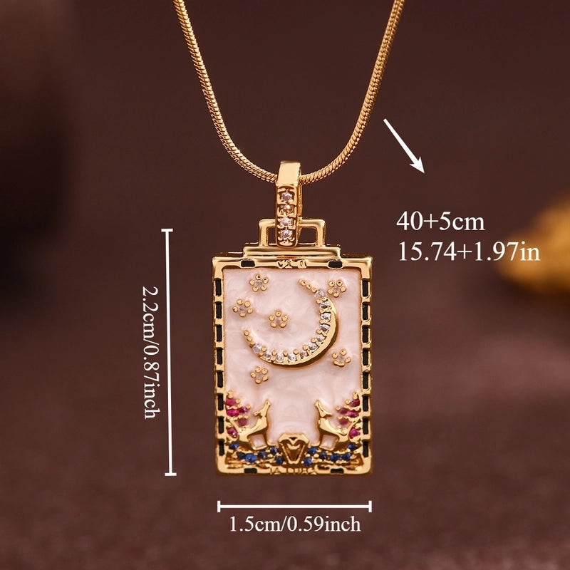 Vintage Style Minimalist Sun Moon Titanium Steel Copper Plating Pendant Necklace