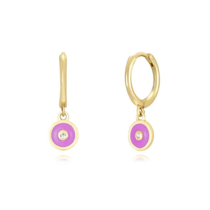 Minimalist Star Heart Shape Eye Copper Drop Earrings Epoxy Gold Plated Zircon Copper Earrings