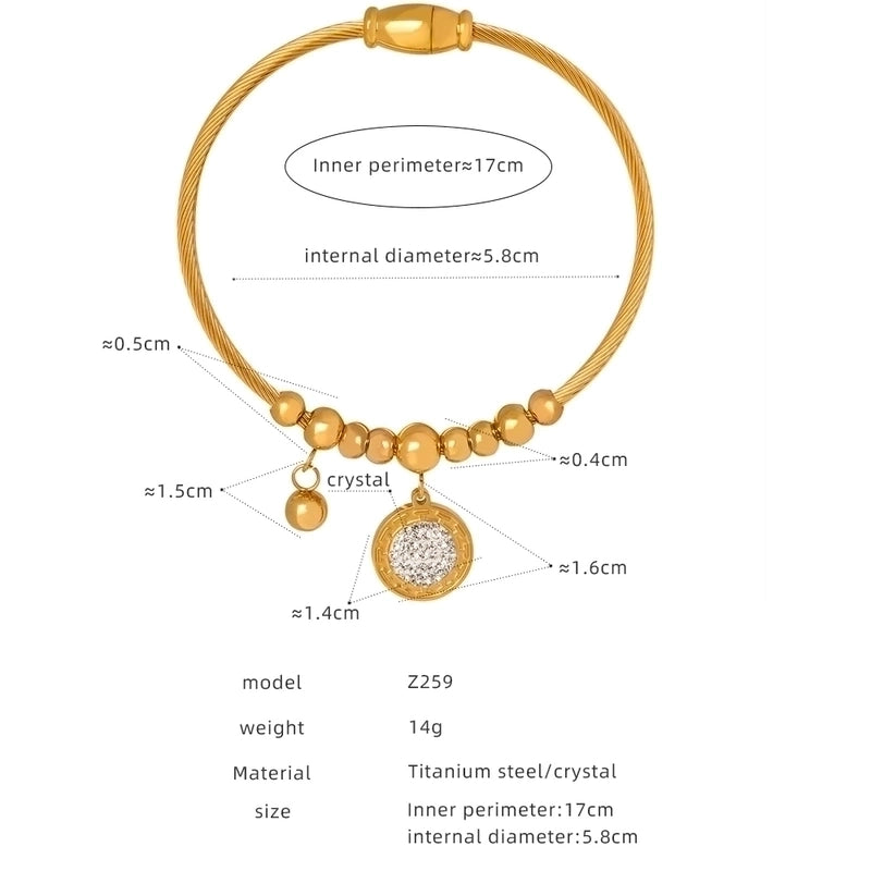 Casual Minimalist Star Heart Shape Butterfly Titanium Steel 18K Gold Plated Rhinestones Bangle In Bulk