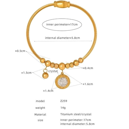 Casual Minimalist Star Heart Shape Butterfly Titanium Steel 18K Gold Plated Rhinestones Bangle In Bulk