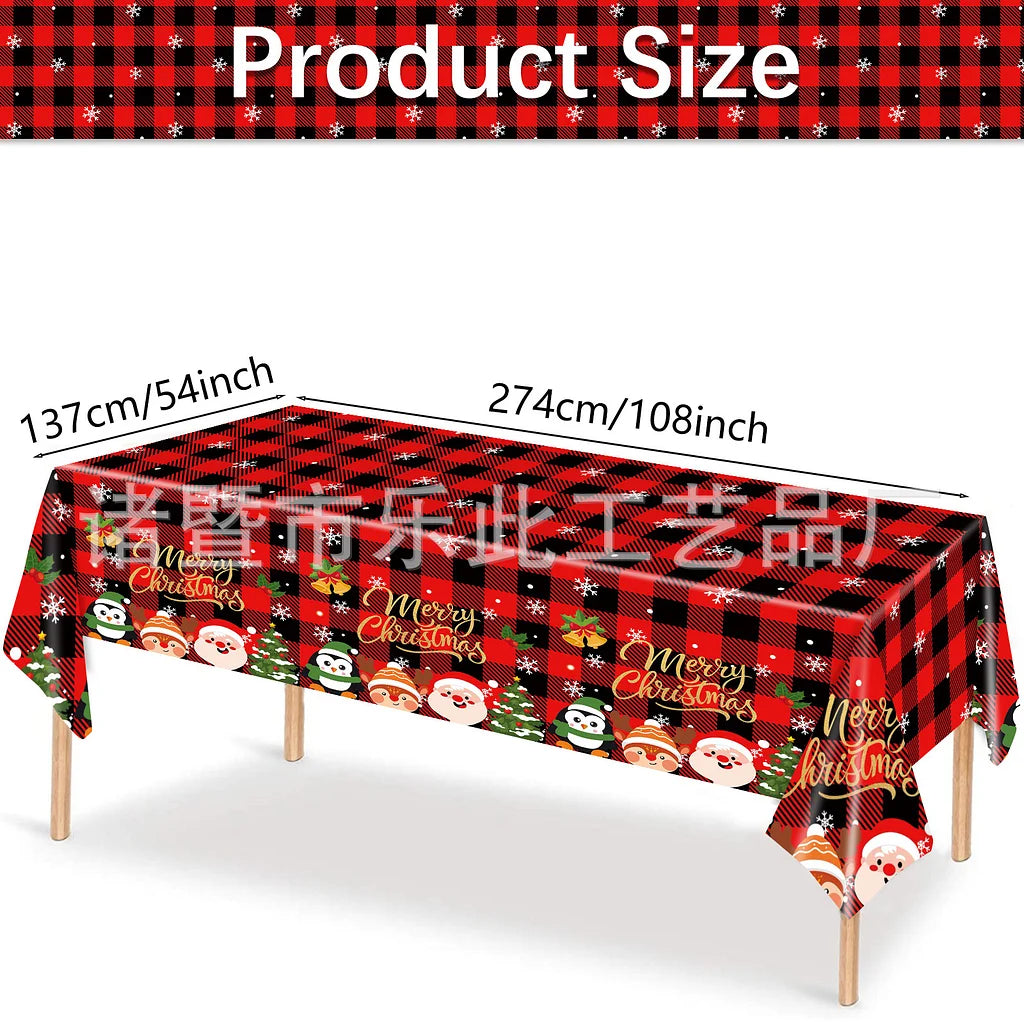 3 Pieces Christmas Tablecloth Holiday Party Tablecloth Christmas Tree Tablecloth Red And Green Christmas Theme Tablecloth Table Cover