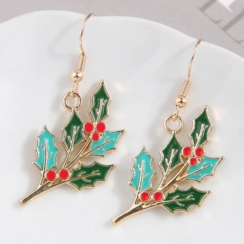 1 Pair Minimalist Christmas Tree Enamel Alloy Drop Earrings