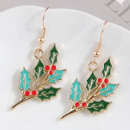 1 Pair Minimalist Christmas Tree Enamel Alloy Drop Earrings