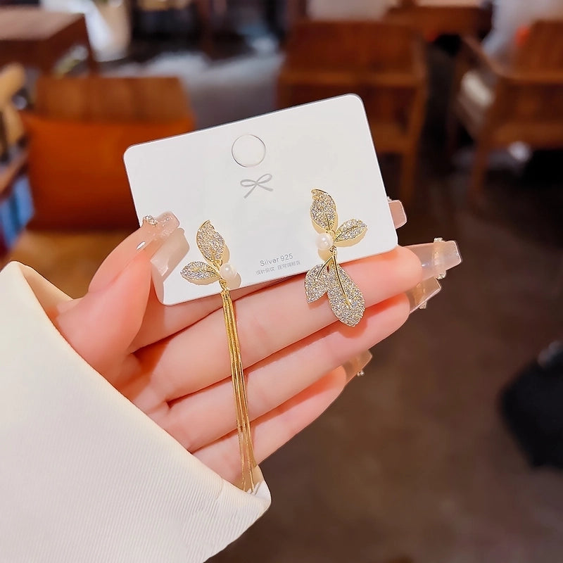 Fashion Heart Shape Bow Knot Copper Inlay Zircon Drop Earrings 1 Pair