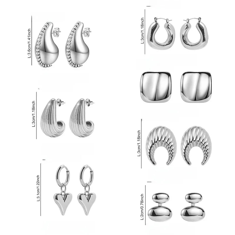 1 Pair IG Style Minimalist C Shape U Shape Geometric 304 Stainless Steel Drop Earrings Earrings Ear Studs