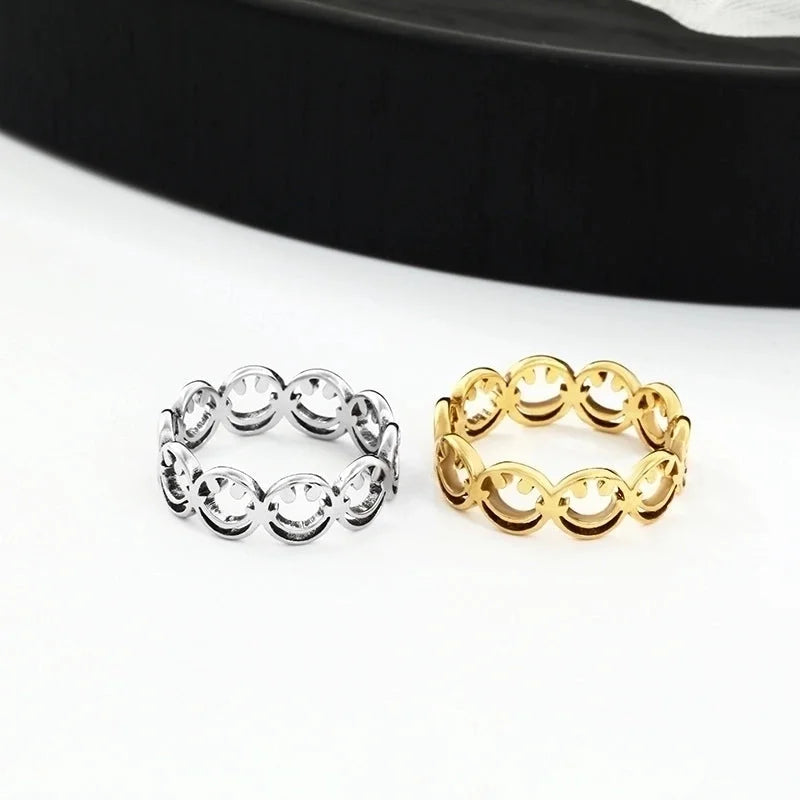 Cute Smile Face Stainless Steel Rings