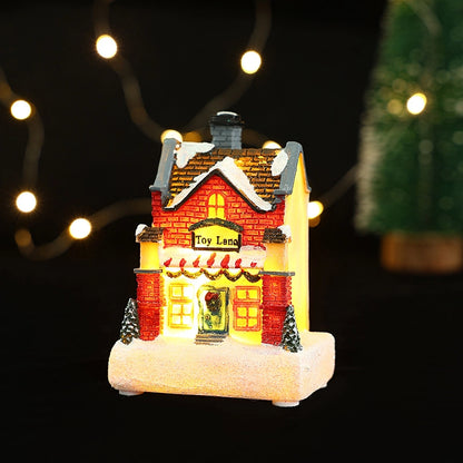 Christmas Small Ornaments Holiday Decorations Christmas Eve House Micro Landscape Luminous Desktop Window Scene Layout Gift