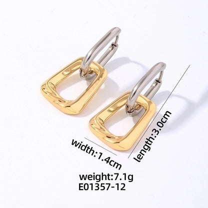 1 Pair Elegant Hip-Hop Vintage Style Geometric Oval Polishing Plating 304 Stainless Steel Titanium Steel Gold Plated Silver Plated Drop Earrings