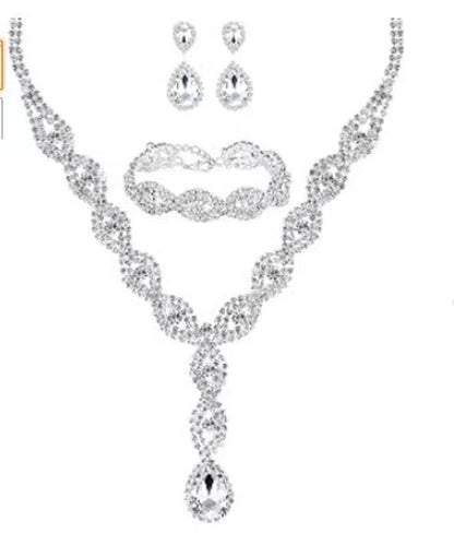 Rhinestone Heart Artificial Gemstones Bridal Jewelry Sets