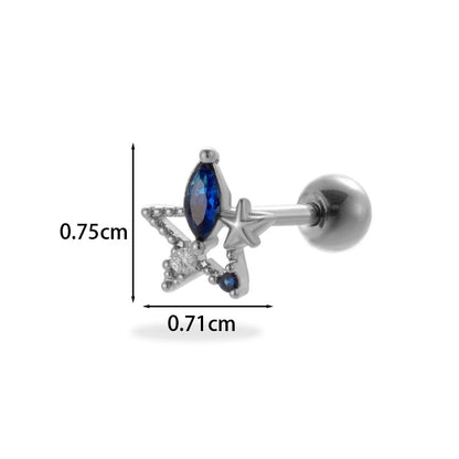 1 Piece Ear Cartilage Rings & Studs Minimalist Classic Style Pentagram Heart Shape Flower 316L Stainless Steel Copper Plating Inlay Zircon