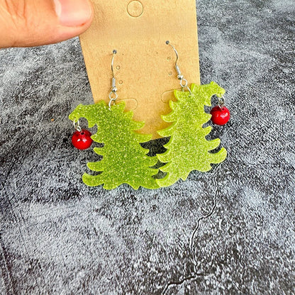 Christmas Tree Acrylic Spliced Earrings Christmas Exaggerated Festival