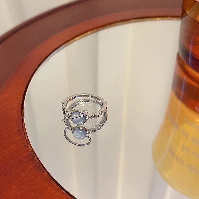 IG Style Geometric Copper Plating Inlay Zircon Rings