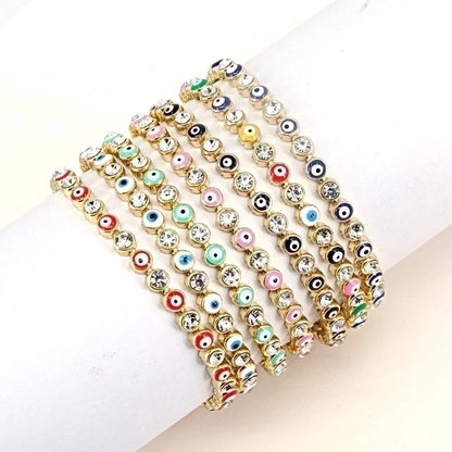 European And American New Fashion Copper Chain Inlaid Zircon Oil Dripping Devil\'s Eye Bracelet