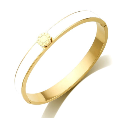 Retro Roman Style Roman Numeral Titanium Steel Bangle In Bulk