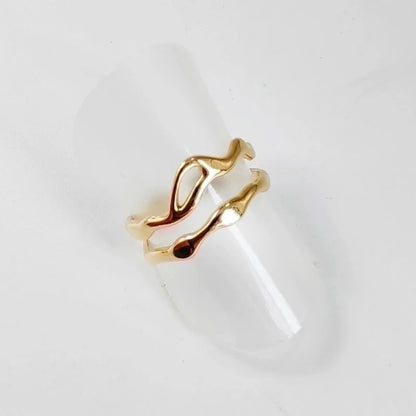 Titanium Steel 14K Gold Plated Casual Minimalist Plating Hollow Out Leaves Solid Color Open Rings