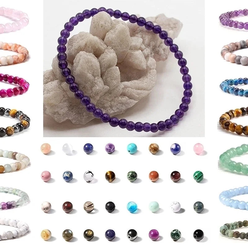 Romantic Classic Style Round Natural Stone Bracelets In Bulk