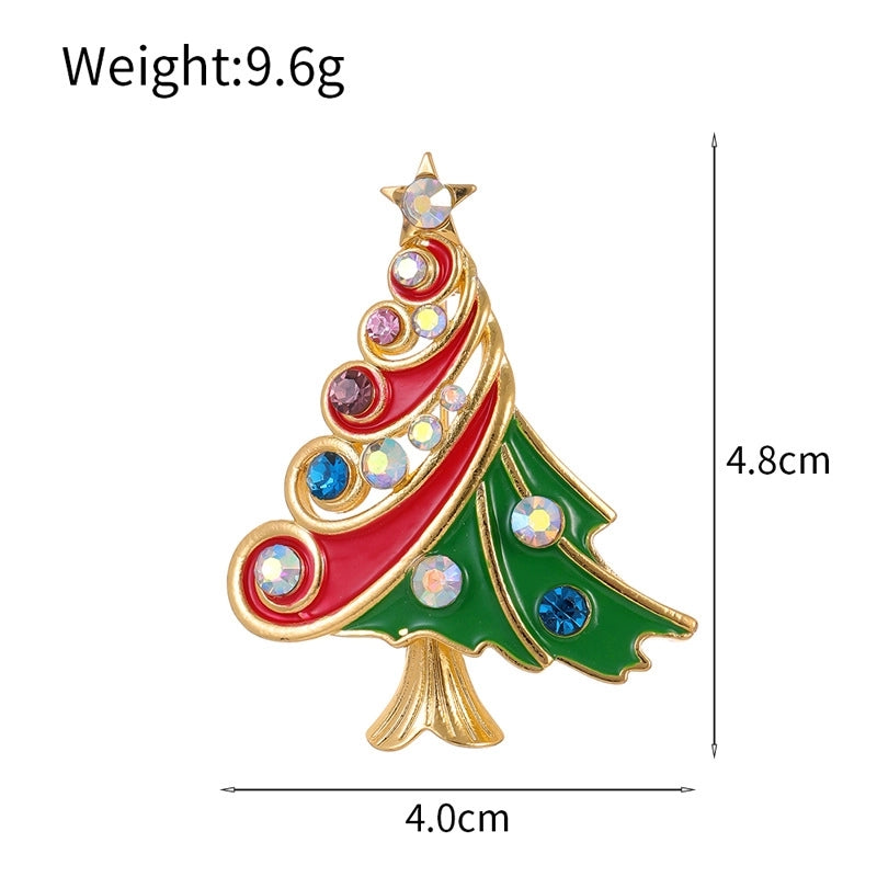 Cute Pin Christmas Tree Wreath Zinc Alloy Enamel Plating Inlay Rhinestones Unisex Brooches