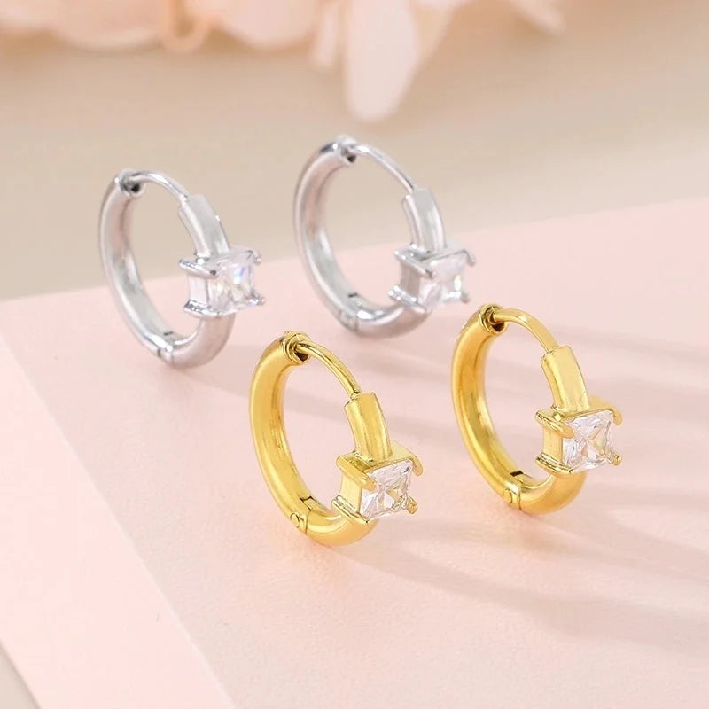 1 Pair Minimalist Commute Geometric 304 Stainless Steel 18K Gold Plated Earrings