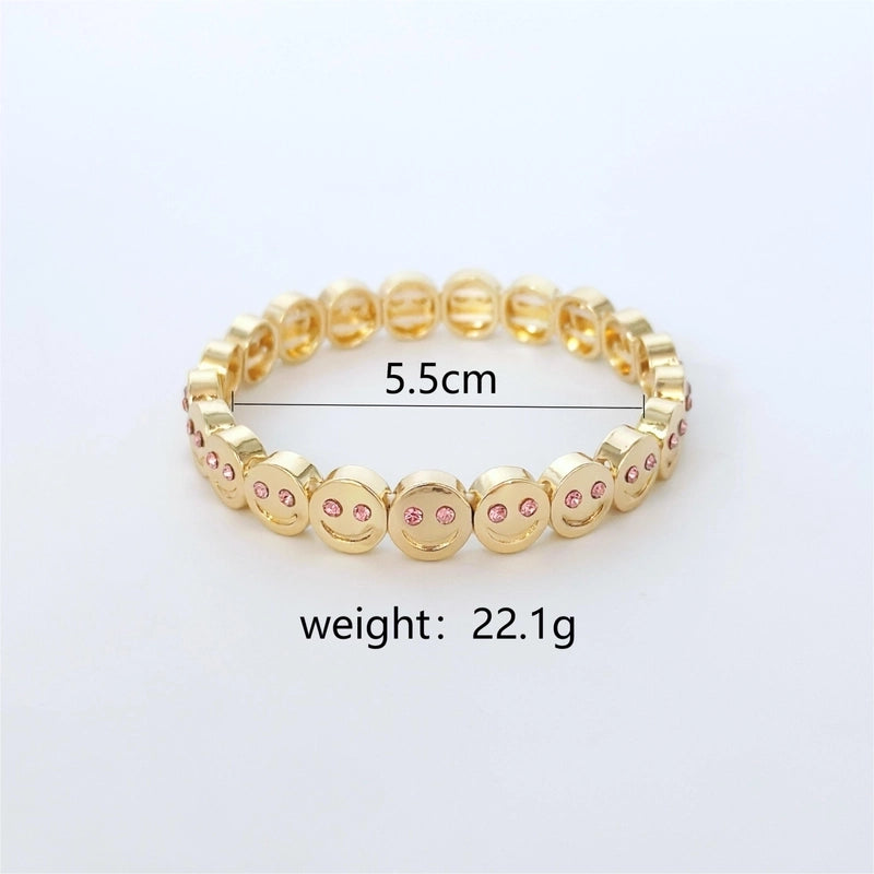 Copper Inlay Smile Face Artificial Diamond Bangle