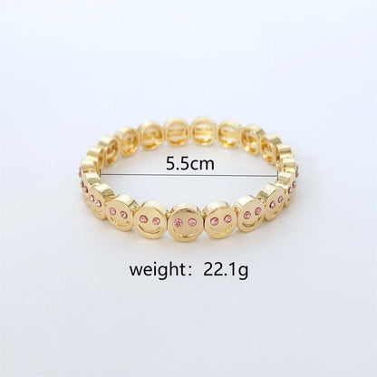 Copper Inlay Smile Face Artificial Diamond Bangle