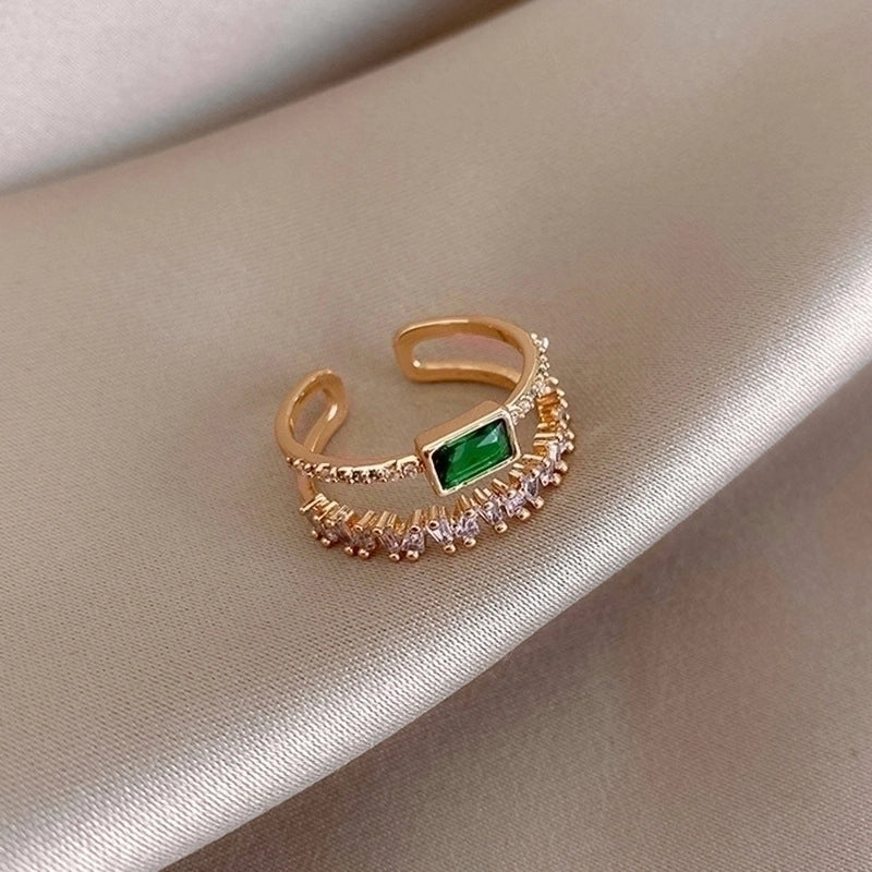 Fashion Rabbit Heart Shape Flower Copper Plating Inlay Shell Zircon Open Ring 1 Piece